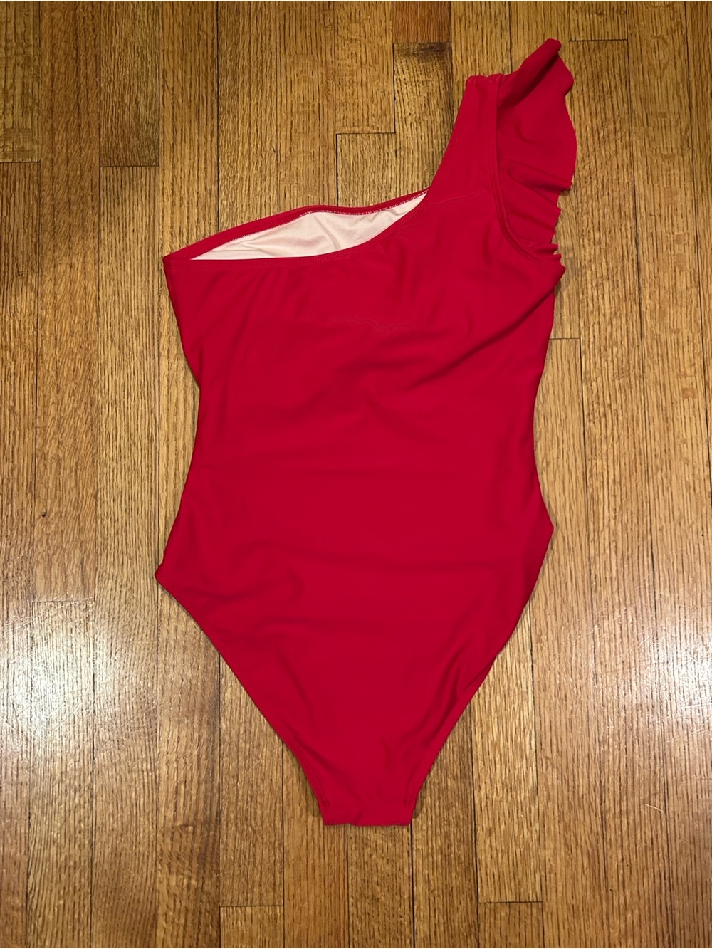Cupshe Vibrant Red One-Shoulder Ruffle Swimsuit Size Medium - Picture 6 of 10